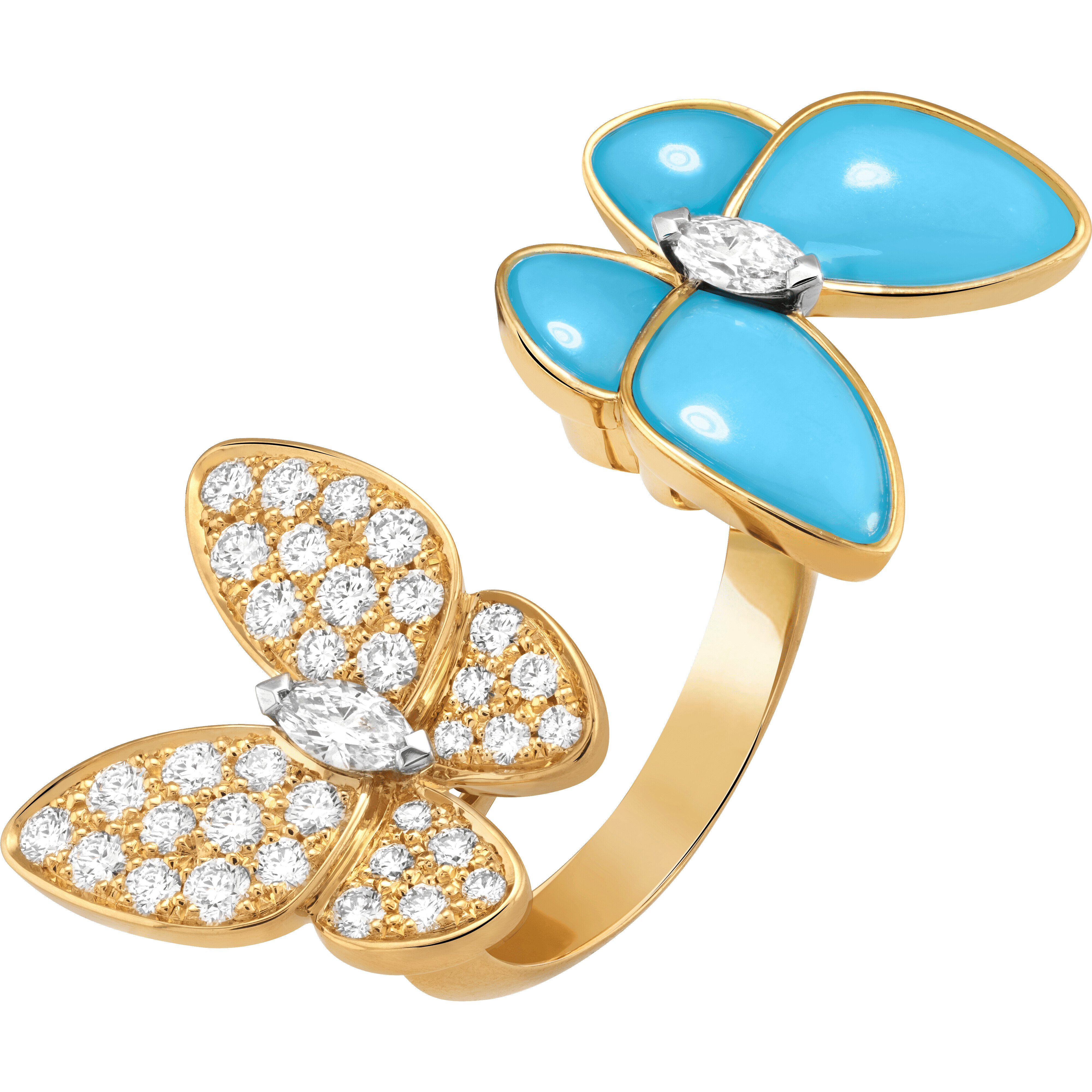 Aristos_Erp::Add to Cart Кольцо на два пальца Two Butterfly, желтое золото, белое золото, бирюза, бриллианты Кольцо на два пальца Two Butterfly, желтое золото, белое золото, бирюза, бриллианты