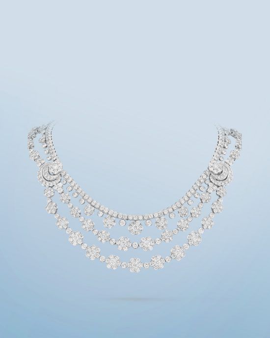 Snowflake ansformable necklace, platinum, white gold, diamonds. Snowflake collection, Van Cleef & Arpels
