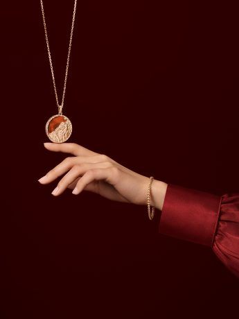 Zodiaque long necklace Leonis (Leo), rose gold, red jasper. Zodiaque collecion, Van Cleef & Arpels
